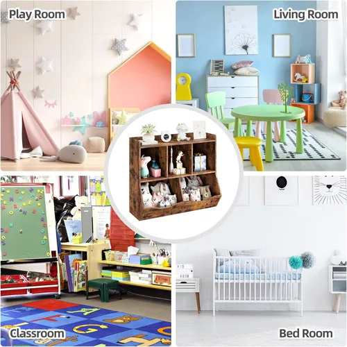 Miniatura 6 de GAOMON Estantería de juguetes y estantería para niños y niñas, estante múltiple con organizador de cubos para almacenamiento de libros y juguetes