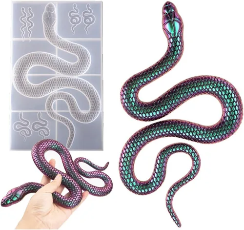 KyeeaDIY Molde de fundición de epoxi grande para colgar en la pared y decoración del hogar, con 6 moldes de serpiente pequeños para joyas, molde
