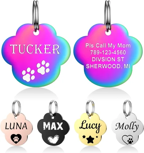 Miniatura 17 de YEHANTI Etiquetas de perro personalizadas grabadas para mascotas, placa de acero inoxidable personalizada para perros y gatos con varios iconos Hueso