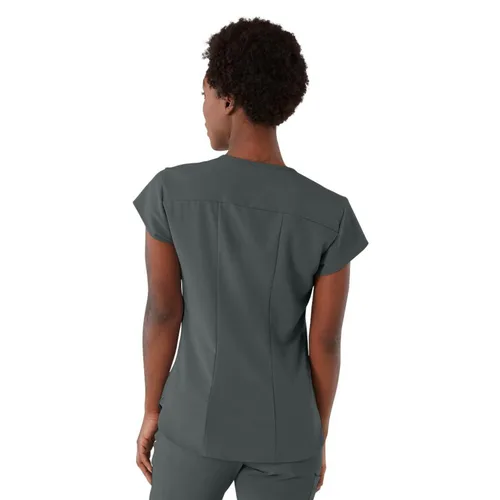 Miniatura 2 de ave. Camiseta médica Monroe con cuello en V y dos bolsillos para mujer, color carbón, talla XS