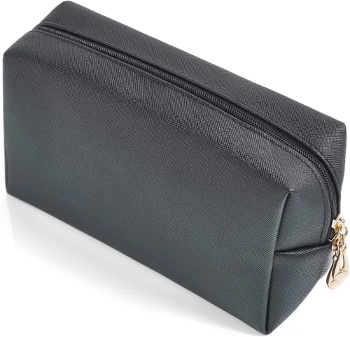 Bolsa de cosméticos de piel sintética para mujer, bolsa de maquillaje minimalista para uso diario, bolsa de almacenamiento portátil, pequeña bolsa