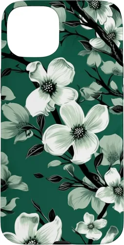 Miniatura 9 de White Dogwood Flower Pattern Green Black & White Case for iPhone 17