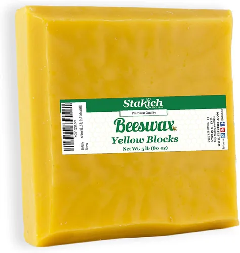 Miniatura 5 de Bloque de cera de abejas amarilla pura Stakich. 100% natural, grado artesanal y calidad premium