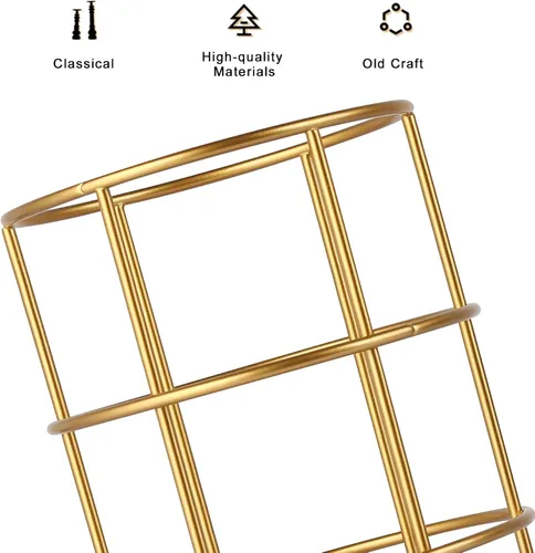 Miniatura 5 de Lámpara de mesa industrial dorada con jaula de metal, lámpara de escritorio rústica de latón con interruptor de cable enchufable, lámpara de mesa