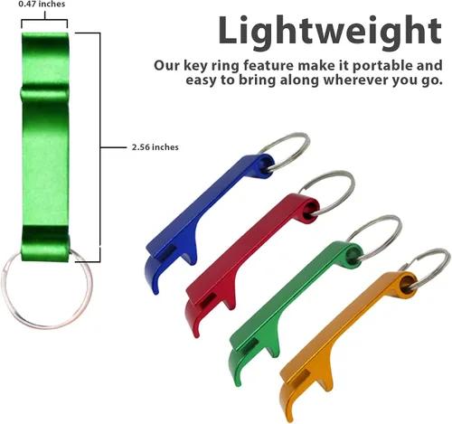 Miniatura 2 de Gadgetime USA Juego de 4 abridores de tapas de cerveza, abrebotellas para cerveza, refrescos, latas y tapas pop, ergonómico y duradero con llavero