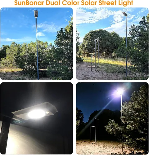 Miniatura 2 de Sensor de movimiento solar de luz de calle SunBonar, impermeable IP65 para entrada 3000K/6000K,3 Work Modes,Dimmable,Time Setting, Solar Flood