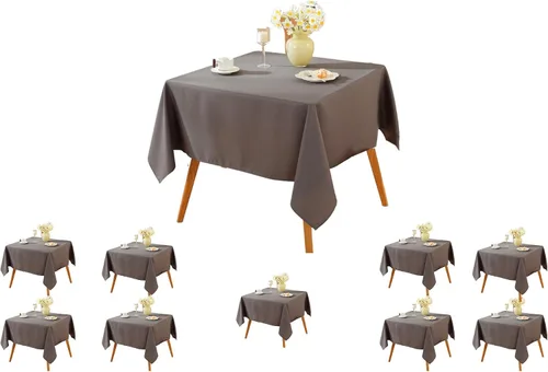 Miniatura 49 de Paquete de 5 Manteles Cuadrados 60 x 60 Pulgadas de Carbón, Mantel de Poliéster Lavable para Uso en Hogar, Fiesta, Boda o Restaurante.