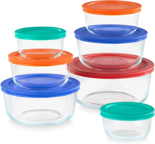 Miniatura 7 de Pyrex Simply Store (Paquete de 8) - Juego de 8 recipientes pequeños de vidrio para almacenamiento de alimentos, (1 y 2 tazas), recipientes