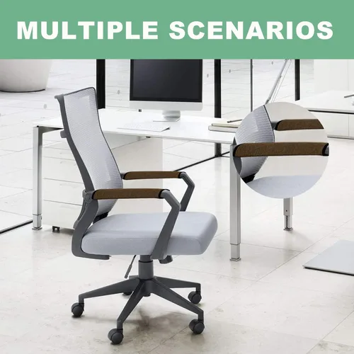Miniatura 5 de Ntomtuex Juego de 2 fundas de lino para reposabrazos de silla de oficina, fundas ajustables para reposabrazos de silla de ruedas, protector