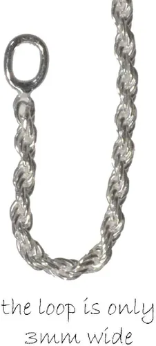 Miniatura 3 de Cadena de cuerda de plata de ley con corte de diamante fácil ajuste