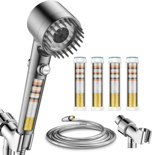 Miniatura 11 de Filtered Shower Head with Handheld with 4PCS Filters, High Pressure 4 Spray Modes Shower heads with Filter, IronDrops Water Softener Filter for Hard