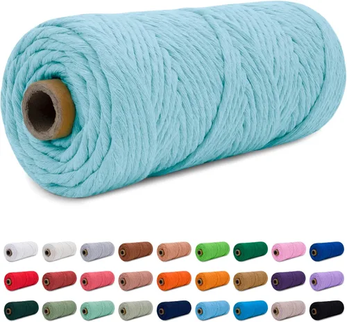 Miniatura 40 de CAMAL Cordón de macramé de 0.157 in x 109 yardas (328.1 ft), cuerda de algodón de color para tejer, manualidades, colgar en la pared, proyectos