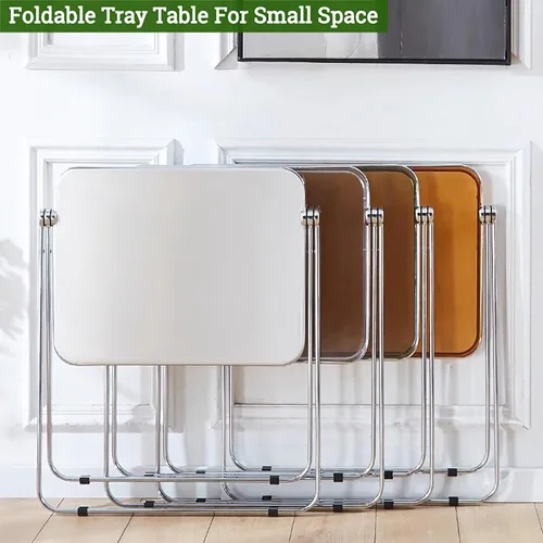Miniatura 4 de HM&DX Juego de mesas y sillas plegables, mesa y taburete de acrílico para TV, escritorio pequeño y moderno, mesas auxiliares plegables para sala