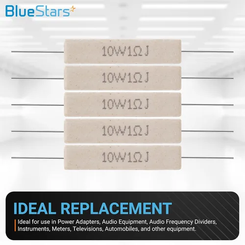 Miniatura 3 de BlueStars 5 resistencias de cemento cerámico de alta calidad de 10W 1 ohmio, tolerancia de resistencia ± 5% 1r, reemplazo para adaptadores