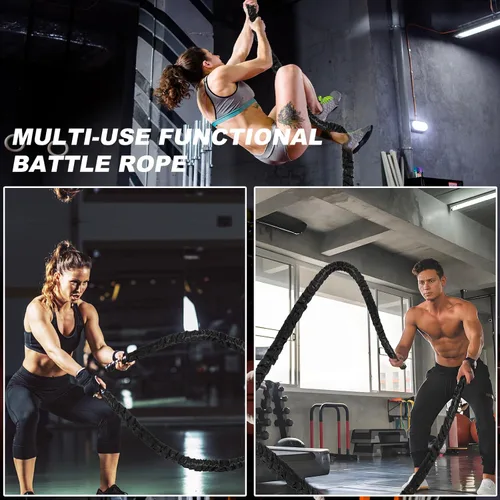 Miniatura 4 de Cuerda de batalla de 1/1.26/1.5/2 pulgadas de diámetro, rosa de 30 pies/40 pies/50 pies, cuerdas de entrenamiento de ejercicio para gimnasio