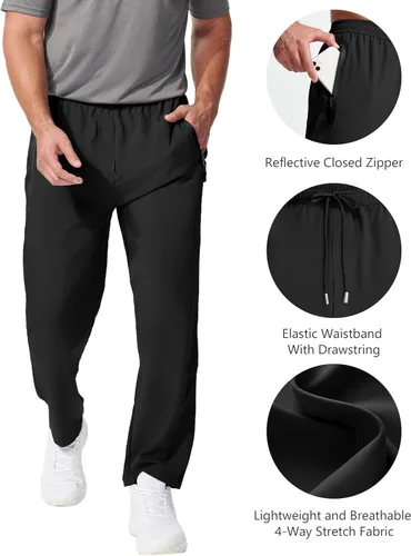Miniatura 4 de Pantalones de senderismo ligeros para hombre, de secado rápido, pantalones deportivos de pesca, correr, entrenamiento, 3 bolsillos con cremallera