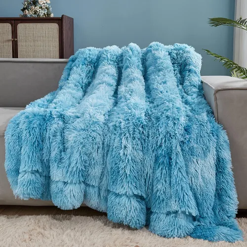 Miniatura 46 de GONAAP Manta de Tiro de Piel Sintética Mullida Tamaño Twin Rosa Claro Súper Suave Acogedora Felpa Mullida Lanuda para Sofá, Sillón o Cama