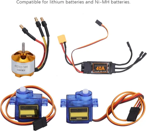 Miniatura 9 de Juego de motor de aeronave, 40A XT60T ESC 2212 KV1400 Servos y piezas para vehículos controlados por aplicación y control remoto de aviones RC Drone