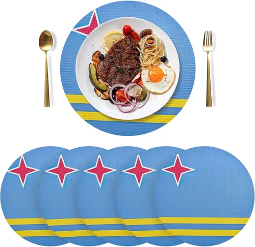 Miniatura 21 de Aruba Flag Round Table Placemats 15 Inch, Seasonal Table Mats Modern Place Mats for Dining, Kitchen, Parties, Camping