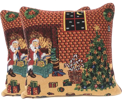Miniatura 7 de Tache - Funda de almohada roja de Papá Noel, 1 pieza de 16 x 16 pulgadas, tapiz festivo, lindo Papá Noel está llegando a la ciudad, funda de almohada