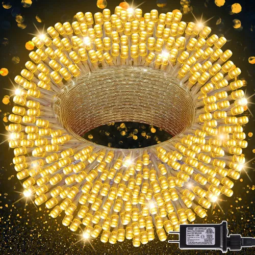 Miniatura 13 de LJLNION Guirnalda de 300 luces LED para exteriores e interiores, luces de Navidad extralargas de 98.5 pies, 8 modos de iluminación, luces de hadas