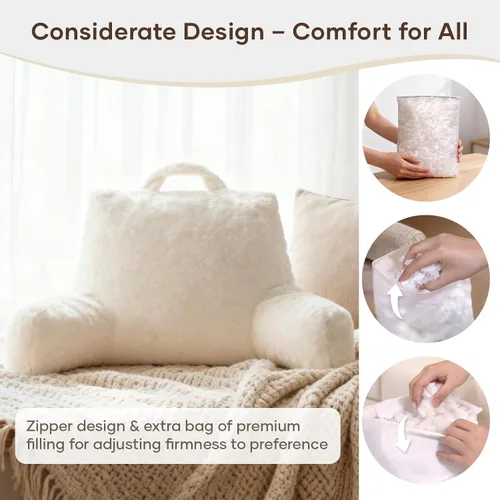 Miniatura 4 de NOONTIDE - Almohada de lectura para adultos sentados en la cama: almohada grande para la espalda con rollo de cuello desmontable y cojín individual