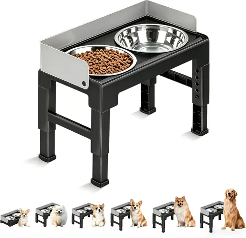 Miniatura 10 de Marchul Cuencos elevados para perros, cuencos elevados de agua para alimentos para perros con 2 cuencos gruesos de acero inoxidable, 4 alturas