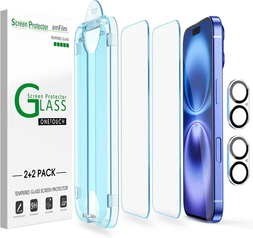 Miniatura 14 de amFilm OneTouch - Protector de pantalla para iPhone 12 Pro Max (6.7 pulgadas, 2020) con kit de fácil instalación, vidrio templado, paquete de 2
