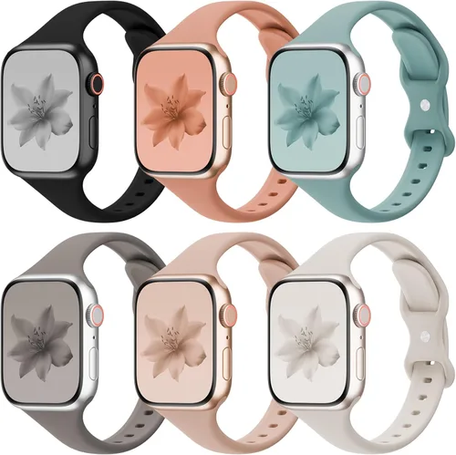 Paquete de 6 correas delgadas compatibles con Apple Watch de 1.496 in 1.575 in 1.614 in 1.654 in 1.732 in 1.772 in 1.811 in 1.929 in, correa