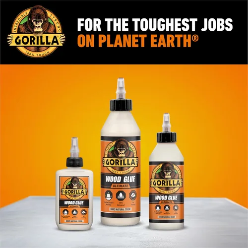Miniatura 8 de Gorilla Ultimate - Pegamento para madera impermeable, color madera natural, 8 onzas (paquete de 1), resistente al agua para proyectos y reparaciones