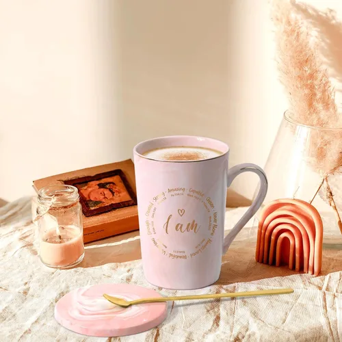 Miniatura 2 de YHRJWN - Regalos cristianos para mujeres, regalos católicos para mujer, taza de café I Am, regalos religiosos inspiradores espirituales