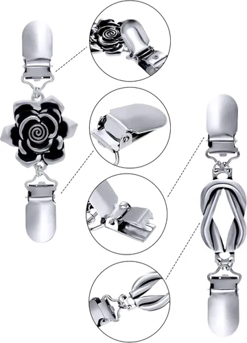 Miniatura 4 de Jetec -4 clips de chal de suéter vintage, estilo retro, para mujer, niña, clips de cárdigan camisa, broches de 4 estilos
