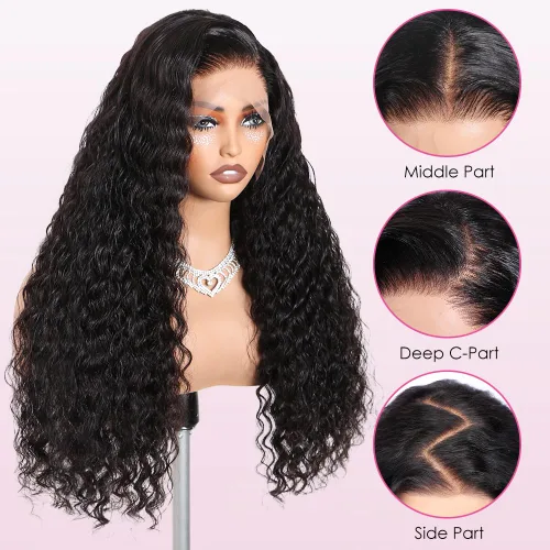 Miniatura 2 de Pelucas de encaje frontal de 13 x 4, transparentes HD, cabello humano prearrancado, línea capilar con abuelitos, densidad 200, ondas de agua