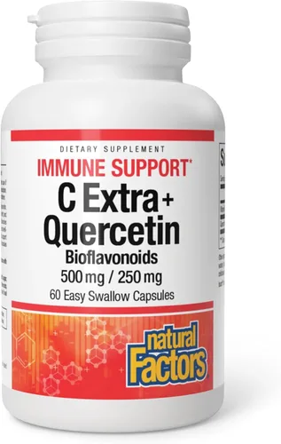 Natural Factors C Extra + Quercetina Bioflavonoides - Suplemento antioxidante para la salud inmunológica - Vitamina C y antioxidantes - Sin gluten,