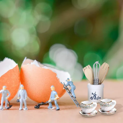 Miniatura 4 de Skylety 37 piezas a escala 1:12 en miniatura, accesorios de cocina para casa de muñecas, incluyen 16 platos, cuchara tenedor y cuchillo, 6