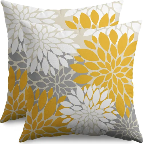 Miniatura 89 de Fundas de Almohada Azul Aguamarina 16X16 Pulgadas Juego de 2, Flores de Dalia Primavera Verano Floral Crema Fundas de Almohada Decorativas