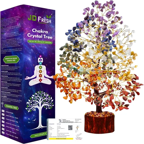 JD FRESH Árbol de cristal de 300 cuentas de 7 chakras, pieza de exhibición de buena suerte y energía positiva/pieza de exhibición para sala de