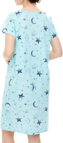 Miniatura 4 de American Trends Camisones para mujer, de algodón, de manga corta, vestido de noche, casual, pijama suave, ropa de dormir
