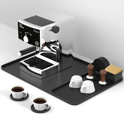 Miniatura 10 de Garolue Tapete de silicona para café, 16 x 16 pulgadas, impermeable, tapete de bar resistente al calor para accesorios de estación de máquina