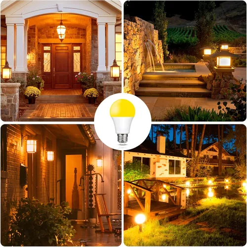 Miniatura 6 de Bombillas LED amarillas para exteriores, 9 W (equivalente a 60 W) ámbar 2000 K para exteriores, patio trasero, porche, dormitorio, no regulable,