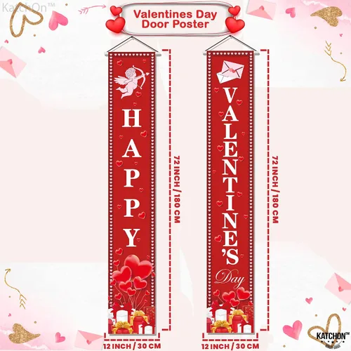 Miniatura 4 de KatchOn, Decoraciones de corazones colgantes de San Valentín, paquete de 31, pancarta de feliz día de San Valentín, Cupido, carta de amor