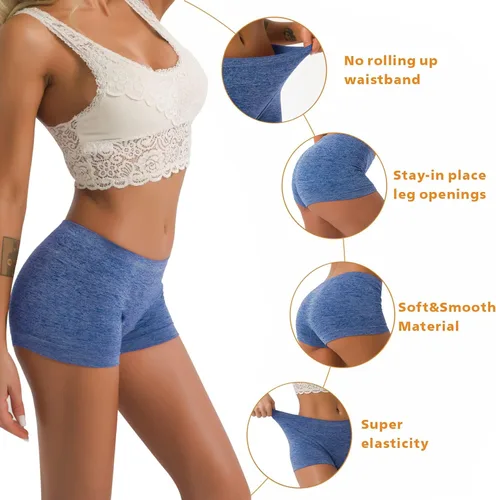 Miniatura 3 de R Ruxia - Bragas tipo bóxer para mujer, ropa interior de nailon sin costuras, calzones tipo bóxer elásticos, paquete de 5
