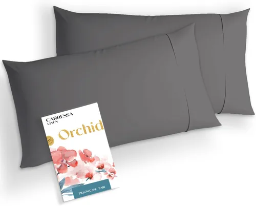 Miniatura 10 de Carressa Linen Juego de 2 fundas de almohada estándar 100% algodón egipcio, de la serie 1000, fundas de almohada de lujo de la colección Orquídeas