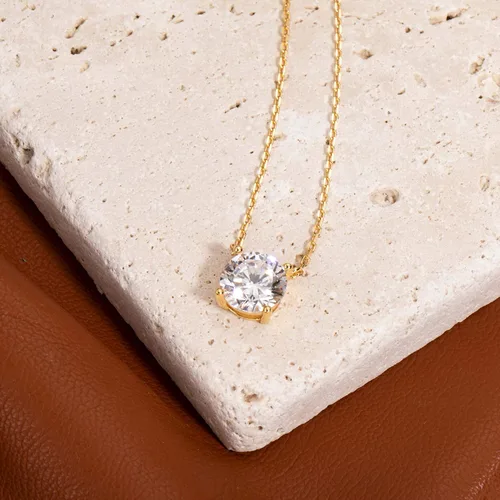 Miniatura 4 de S.Leaf - Collar con colgante de plata de ley con circonia cúbica y solitario, para mujer