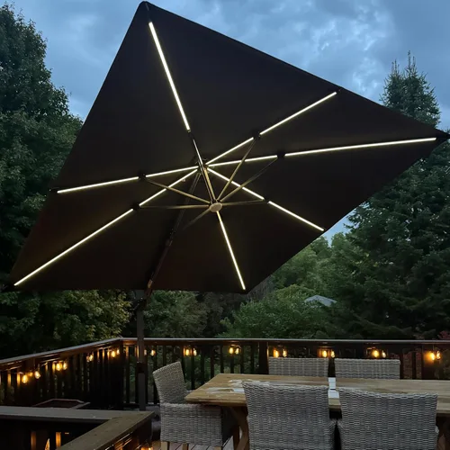 Miniatura 106 de PURPLE LEAF Sombrilla de Patio de 8 Pies para Exteriores Sombrilla Cantilever Cuadrada de Aluminio Sombrilla Offset con Rotación de 360 Grados