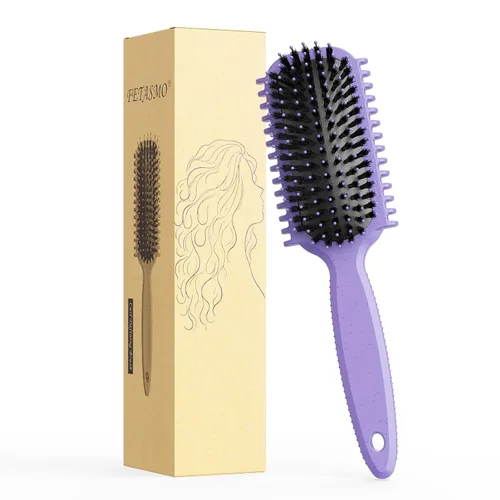 Miniatura 8 de Cepillo de pelo rizado, cepillo definidor de rizos, cepillo de pelo, flexible, mejora de rizos, reduce tirones (negro)