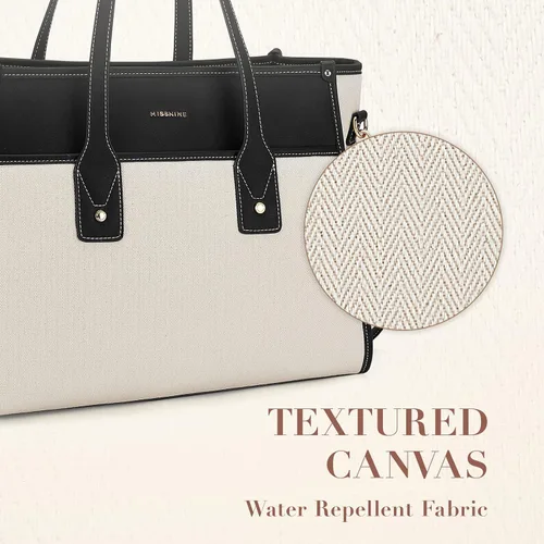 Miniatura 4 de Missnine - Bolsa de lona para laptop de 15.6 pulgadas, bolsa de trabajo para mujeres, bolsa para profesores, bolsa de hombro para computadora casual