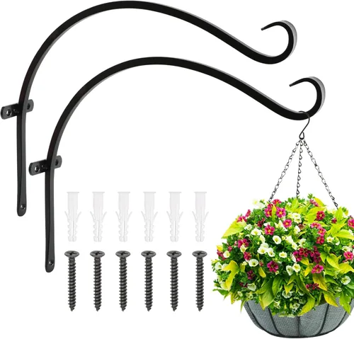 Miniatura 22 de FEED GARDEN Ganchos de pared para plantas colgantes de 10 pulgadas, paquete de 2 soportes de metal resistentes para plantas, con capacidad para 48