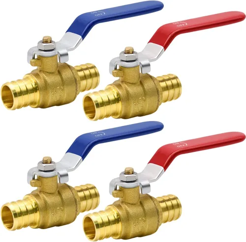 4 válvulas de bola PEX, válvula de bola de cierre de puerto completo de latón PEX de 3/4 pulgadas, válvula de bola de cierre de puerto completo,