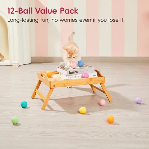 Miniatura 6 de Potaroma 12 piezas de juguetes de bola de fieltro para gatos silenciosos con hierba gatera en el interior, juguetes de ejercicio para gatos